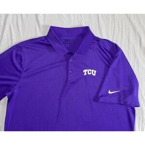Nike Golf Standard Fit Men's Victory Polo. Purple, TCU Horned Frogs Stitched. XL